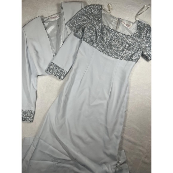 Source Unknown Dresses & Skirts - Montage Collection Dress Set Womens 10 Silver Beaded Jacket Formal Evening Gown‎